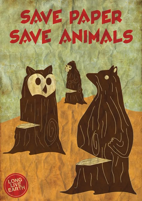 'save paper, save animals' by nigel tan - endangered species graphic design competition Save Animals Poster, Endangered Species Art, Animals Poster, Save Wildlife, Save Our Earth, Animal Conservation, Simple Designs To Draw, Environment Art, Endangered Animals