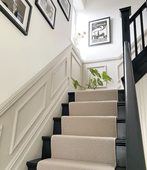 Wall Panelling For Hallways: Bold & Beautiful Ideas 8 Crucial Trading, Staircase Paneling, Stairs And Hallway Ideas, Stair Paneling, Victorian House Interiors, Victorian Hallway, Hallway Colours, House Staircase, Narrow Hallway Decorating