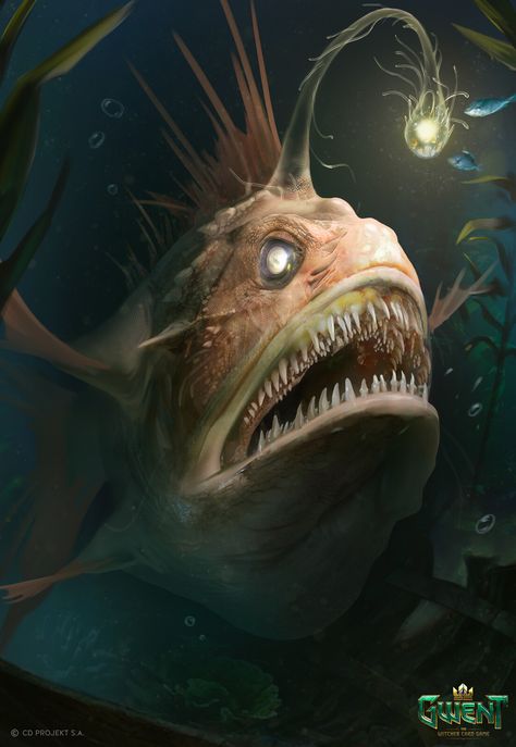 ArtStation - Anglerfish Angler Fish Art, Sea Tattoo Sleeve, Scary Sea Creatures, Ocean Creatures Art, Underwater Drawing, Sea Tattoo, Monster Fishing, Underwater Animals, Deep Sea Creatures