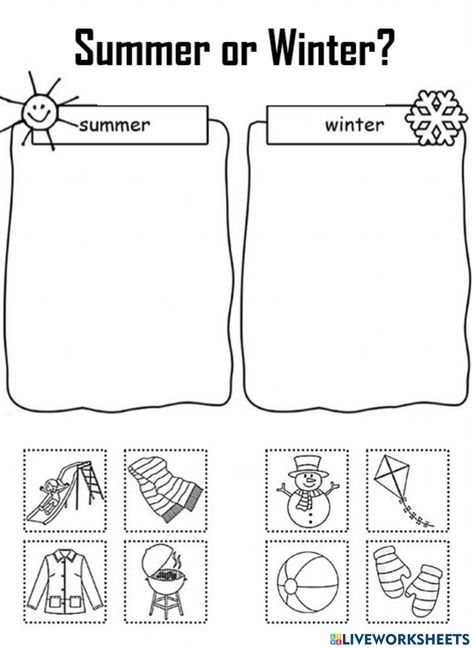 Winter Worksheets For Toddlers, Season Worksheets For Kids, Seasons Worksheets For Kids, Seasons Activities For Preschoolers, Science Worksheets For Grade 1, Seasons Worksheets For Kindergarten, Winter Worksheets For Preschool, Winter Worksheets For Kindergarten, Winter Kindergarten Worksheets