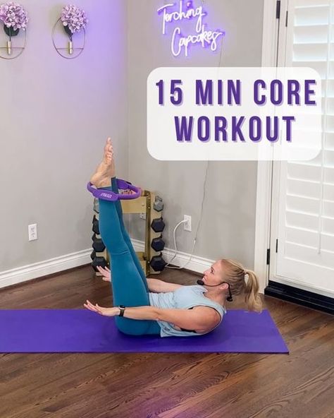 Lauren George on Instagram: "15 Minute Core Workout with the Pilates Ring!💍   Grab a Pilates Ring and get ready to light up every muscle in your body with these 8 moves! 💡  Exercises: 🔹Pilates 100 (ring on outside of ankles) 🔹Toe Taps (press out on ring) 🔹Single Leg Stretch (squeeze ring above chest) 🔹Single Straight Leg Stretch (squeeze ring with straight arms above chest) 🔹Lower Lift (squeeze ring between ankles) 🔹Roll Up (ring between inner thighs) 🔹Criss Cross (ring in hands & squeeze with each rotation) 🔹Hover (squeeze ring between inner thighs)  Workout Details: 👉🏼Aim for 12 reps of each move! 👉🏼2-3 rounds  ✨Be sure to move at a speed where you can control the movement through your entire range of motion to maximize muscle engagement.   Want to try a full core workout t Full Core Workout, Inner Thighs Workout, Deep Core Workout, Pilates Ring Exercises, Pilates Circle, Workout Together, Thighs Workout, Inner Thigh Workout, Criss Cross Ring