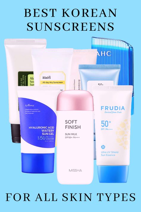 In this article, I talk about the best Korean sunscreens for all skin types. Whether you have sensitive, dry, or oily skin, here you will find a Korean sunscreen that will work for you. Here I also provided some very affordable options, that will fit everyone's budget. Check out the best Korean sunscreens. Best Korean Sunscreen, Sunscreen For Oily Skin, Sunscreen For Sensitive Skin, Korean Sunscreen, Gel Sunscreen, Sun Damaged Skin, Best Sunscreens, Acne Spots, Gentle Exfoliator