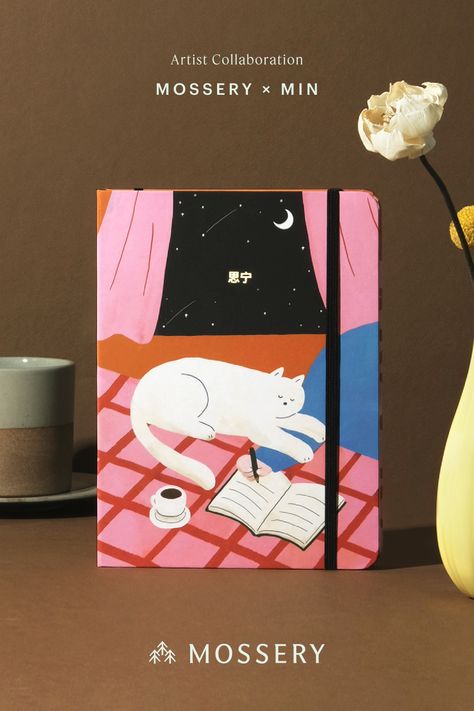 Cat Notebook Cover, Notebook Cover Illustration, Planner Cover Design Ideas, Notebook Photography, Cat Notebook, Cute Artwork, Journaling Notebook, Chinese Book, Graphic Posters