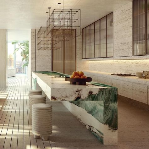 Kitchen Designs Small, Neutral Contemporary, Architecture Restaurant, Kitchen Light, Kitchen Marble, Kitchen Inspiration Design, Kitchen Trends, Green Marble, Kitchen Designs