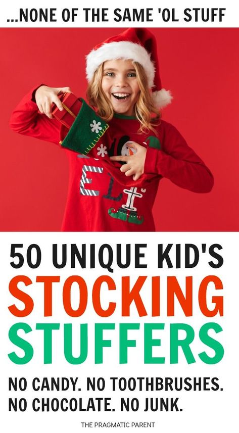 50 Unique Kids Stocking Stuffers with none of the same 'ol stuff like candy or toothbrushes. 50 Kids Stocking Stuffer Ideas They'll Love and is creative, out of the ordinary and there's no sugar or candy on this list. #kidsstockingstuffers #stockingstufferideas #toddlerstockingstufferideas #stockingstuffersforkids #stockingstuffersfortoddlers Inexpensive Stocking Stuffers, Toddler Stocking Stuffers, Cheap Stocking Stuffers, Gifts For Boyfriend Parents, Diy Stocking Stuffers, Diy Stockings, Unique Stocking Stuffers, Stocking Stuffer Ideas, Stockings Christmas