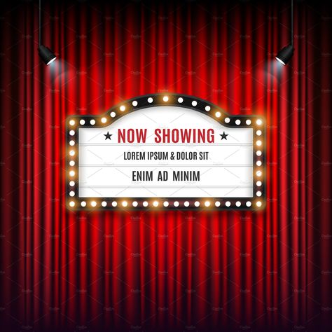 Theatre cinema Sign #Include#Vector#EPS#File Now Showing Movie Sign, Countdown Pubmat, Cinema Ticket Template, Now Showing Sign, Cinema Plan, At Home Cinema, Cinema Poster Design, Wallpaper Cinema, Cinema Date Outfit