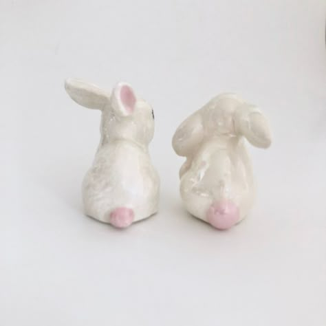 Bunny Figurines, Long Eyelashes, Ceramic Bunny, Bunny Figurine, Rabbit Figurine, Easter Decorations Vintage, Baby Bunny, Ceramics Pottery Art, Baby Bunnies