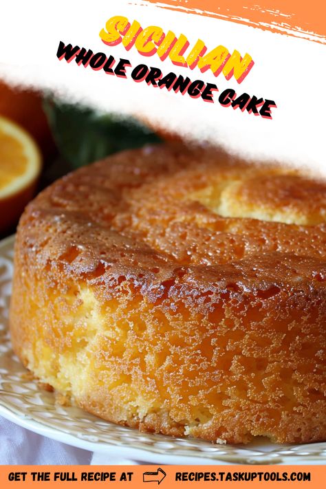 Dive into the citrusy delight of our Sicilian Whole Orange Cake. Bursting with the authentic taste of sun-kissed Sicilian oranges and the tender crumb of homemade cake, this beautiful dessert is nothing short of a baking masterpiece. Perfect to light up any celebration or simply satiate your sweet tooth! Explore the recipe on our board, and join us on the journey to enjoying a slice of Sicilian sunshine. #SicilianOrangeCake #BakingMasterpiece #SweetTooth Sicilian Whole Orange Cake Recipe, Sicilian Whole Orange Cake, Sicilian Orange Cake, Italian Orange Cake Recipe, Whole Orange Cake Recipe, Sicilian Orange Cake Recipe, Sicilian Recipes Authentic, Sicilian Desserts, Orange Slice Cake