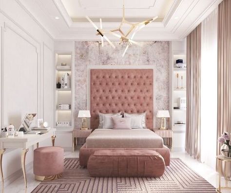 Best Pink Rooms Interior Inspiration - Gorgeous Pink Room Decor Ideas Idea Bilik Tidur, Bilik Tidur Perempuan, Bilik Perempuan, Bilik Tidur Mewah, Interior Cottage, Reka Bentuk Bilik Tidur, Hiasan Dalaman Rumah, Interior Farmhouse, Reka Bentuk Dalaman