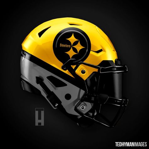 Artist gives all 32 NFL teams helmet re-design | WKRC New Nfl Helmets, Pittsburgh Steelers Helmet, Cool Football Helmets, Steelers Helmet, Football Helmet Design, Pittsburgh Steelers Wallpaper, Nfl Team Colors, Nfl Football Helmets, 32 Nfl Teams