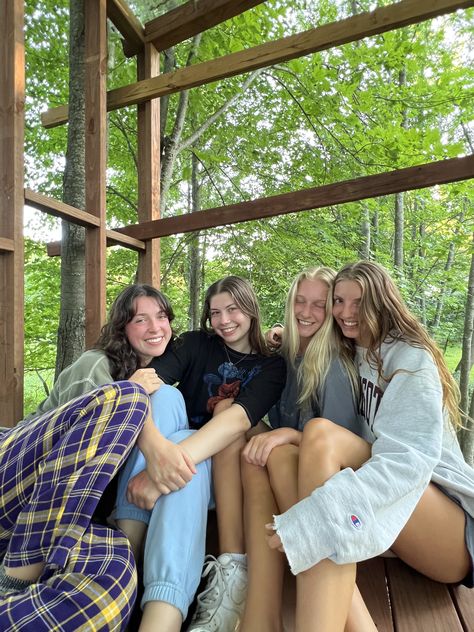 pretty girls in a treehouse in the woods Treehouse In The Woods, Forest Hotel, Friends Ideas, Friendship Goals, Perfect World, Sweet Sixteen, In The Woods, Summer Camp, Tree House