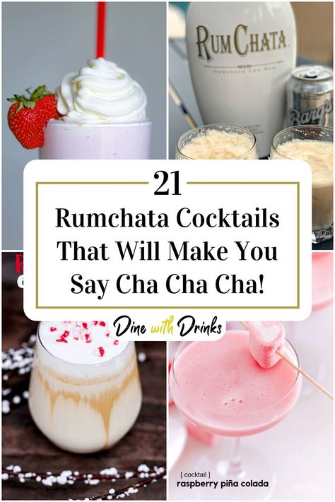 Collage of 4 rumchata cocktails. Rum Chata Mixed Drinks, Rumchata Pina Colada, Cocktails With Rum Chata, Horchata Rum Cocktails, Creamy Mixed Drinks, What To Mix With Rum Chata, Rum Chata Drink Recipes, Rumchata Pineapple Drink, Rum Chata Cocktails