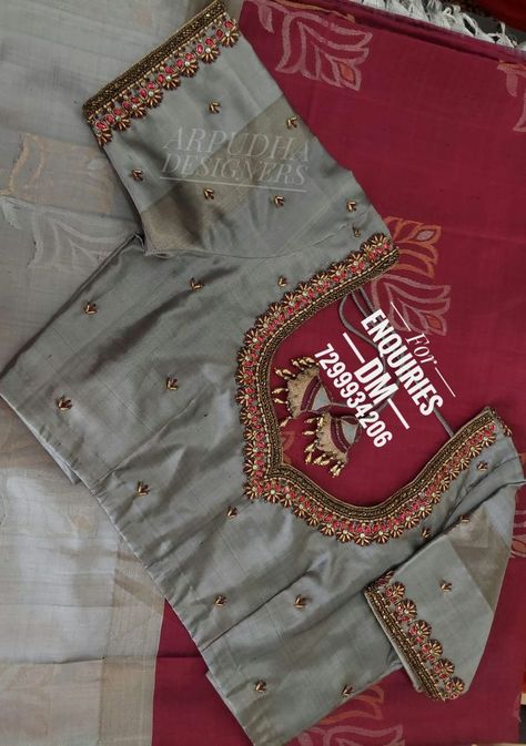 #ArpudhaDesigners 
#Bridalblouses #weddingblouses #designerblouseideas
#customizedaariwork blouses 
#aariworkblouses
#maggamworkblouses
#blousedesigner
#classicdesigningworks
#fashionable #blouse #trendy #fashionableblouses #designerblouse #uniqueblousedesigns
#traditionalblousedesigning
#threadwork Gray Colour Aari Work Blouse, Grey Blouse Maggam Work Designs, Grey Work Blouse Designs, Grey Blouse Aari Work Designs, Grey Blouse Aari Work, 2000 Rs Aari Work Design, Grey Blouse Designs For Saree, 1500 Rs Aari Work Blouse Design, Grey Blouse Designs