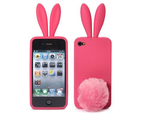 This counts as an accessory. My inner 12 year old loves it. (Kawaii case, Rabito Hot Pink) Bunny Ears And Tail, Funny Iphone Cases, Red Cases, Pink Iphone Cases, Iphone 4s Case, Apple Iphone 4, Cool Iphone Cases, Iphone 3, Iphone 4 Case