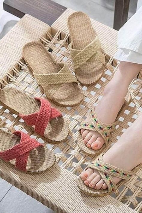 18 Eco Friendly & Ethical Sandals for Sustainable Summer Fun Linen Slippers, Slippers Summer, Genuine Leather Sandals, Velvet Shoes, Handmade Sandals, Bridal Sandals, Shoes Photo, Summer Slippers, Bow Sandals