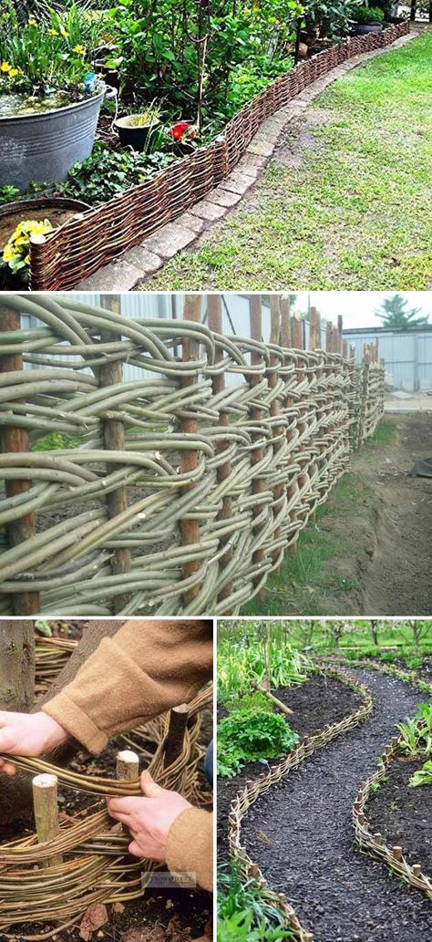 Cerca Natural, Wattle Fence, Outdoors Ideas, Garden Border, Garden Vines, Garden Arbor, Food Forest, Garden Edging, Garden Borders