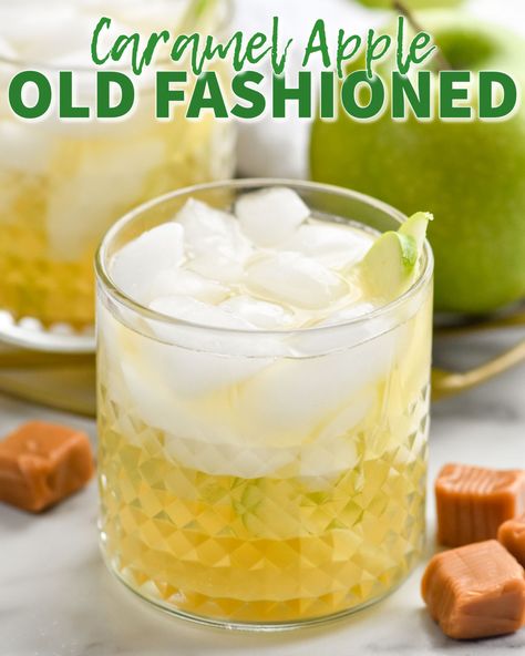 This Caramel Apple Old Fashioned is... - Shake Drink Repeat Crown Carmel Apple Drinks, Carmel Apple Old Fashion Drink, Carmel Apple Alcohol Drink, Caramel Apple Pie Drink Alcohol, Caramel Apple Cider Slushie, Apple Cream, Shakes Drinks, Cream Soda, Fall Cocktails