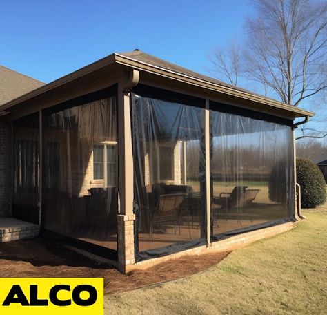 porch-patio-enclosures-clear-plastic-winter Porch Covers, Enclosed Patio Ideas, Mosquito Curtains, Porch Enclosures, Ideal Aesthetic, Outside Area, Porch Curtains, Patio Enclosures, Vinyl Plastic