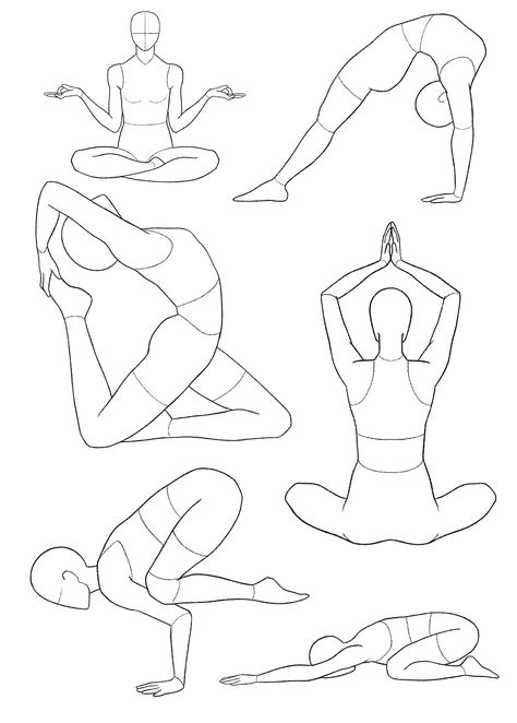 Yoga Poses Art Reference, Meditating Reference Pose, Yoga Reference Drawing, Draw Yoga Poses, Yoga Drawing Poses, Yoga Pose Drawing Reference, Drawing Yoga Poses, How To Draw Yoga Poses, Yoga Silhouette Art