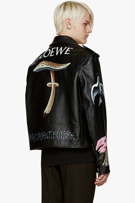 loewe hand painted leather jacket ssense Print Leather Jacket, Loewe Leather Jacket, Hand Painted Leather Jacket, Painted Leather Jacket, Leather Jacket Men Style, Custom Leather Jackets, Best Leather Jackets, Painted Jacket, Men's Leather Jacket