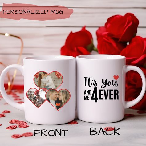 Collage With Text, Valentine Couple, Photo Cup, Couple Mug, Mug Photo, Photo On Mug, Custom Photo Mugs, Valentines Couple, Valentines Mugs