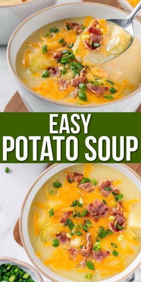 Potato Soup With Chicken Broth, Potato Soup With Chicken, Soup With Chicken Broth, Classic Potato Soup Recipe, Classic Potato Soup, Simple Potato Soup, Chicken Broth Recipe, Creamy Potato Soup Recipe, Homemade Potato Soup