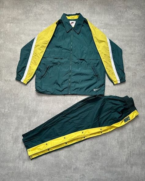 “Elevate your sportswear collection with this vintage nike track set, featuring a windstopper windbreaker light jacket and track pant joggers. Full zip design, classic 3-stripes, and bold yellow color in men’s size L. Perfect blend of style and functionality for any athlete. #AdidasVintage #Windbreaker #TrackSet #3Stripes #Sportswear #AthleticFashion #MensStyle #RetroSportswear” Nike Vintage Track Pants, Vintage Track Pants, Sportswear Collection, Retro Sportswear, Zip Design, Nike Vintage, Track Pant, Athletic Fashion, Vintage Adidas