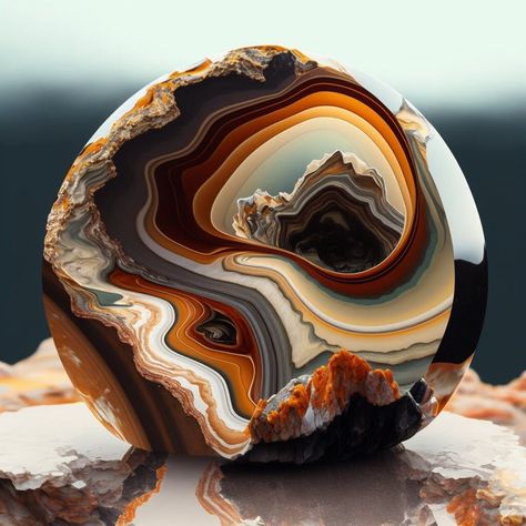 A render of a beautiful agate piece that I can only find in my dreams Orange Rocks, Agate Rock, Carved Agate, Agate Art, Agate Rocks, Rocks Crystals, Rainbow Wood, Diy Rock Art, Boho Mid Century