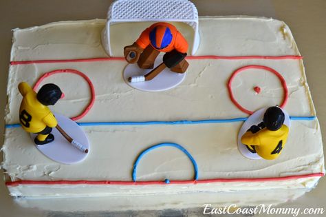 Simple DIY Hockey Cake... half ice. Hockey Birthday Cake, Hockey Cake, Hockey Cakes, Hockey Birthday Parties, Hockey Party, Hockey Birthday, Gateaux Cake, 18th Birthday Party, Cool Birthday Cakes