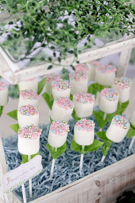 Marshmallow Fairy Pop Plants from a Magical Secret Garden Birthday Party via Kara's Party Ideas | KarasPartyIdeas.com (9) Secret Garden Birthday Party, Secret Garden Birthday, Tinkerbell Party Theme, Birthday 25, Garden Birthday Party, Secret Garden Parties, Fairy Garden Birthday Party, Garden Butterfly, Fairy Tea Parties