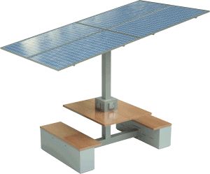 Sunbolt Solar Workstations - Outdoor Working Space for Campuses Outdoor Working Space, Picnic Table Design, Solar Canopy, Solar Pergola, Solar Charging Station, Charging Table, Solar Panels Design, Solar Products, Bim Model