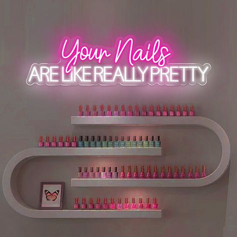 Your Nails Are Like Really Pretty Neon Sign/ Nail Spa Led Sign/ Nail Salon LED Light/ Nail Studio Neon Light/ Custom Beauty Room Wall Decors More About NeonCraftArt You can click this link to know more about our products: https://www.etsy.com/shop/NeonCraftArt Let the warm light fill every corner of the room and create an anime atmosphere. Our neon signs can be used in bedrooms, dormitories, kitchens, bathrooms, living rooms, bars, offices, stores, pubs and other places. In addition, they can al Decoration For Nail Salon, Interior Design For Nail Salon, Beauty Room Set Up, Beauty Room Neon Sign, Nail Shop Ideas Salons At Home, Nail Room Layout, Nail Business Must Haves, Nail Salon Wall Decor Ideas, Nail Spa Decor