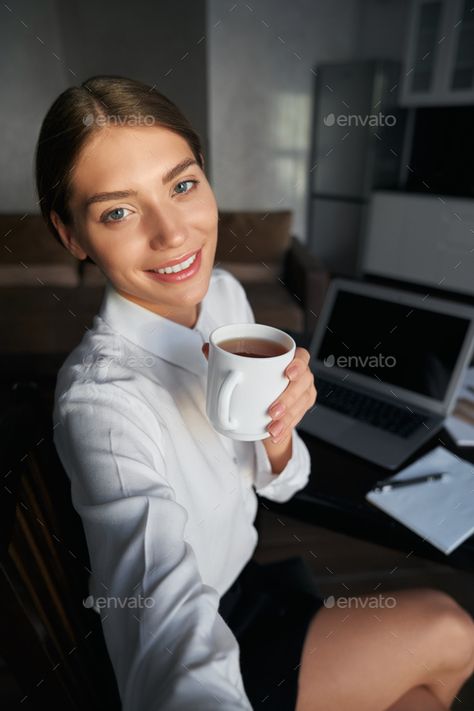 Office Selfie, Smiling Lady, Daily Picture, Sitting At Table, Office Pictures, Daily Pictures, Working Woman, Selfie Poses, Coffee Break