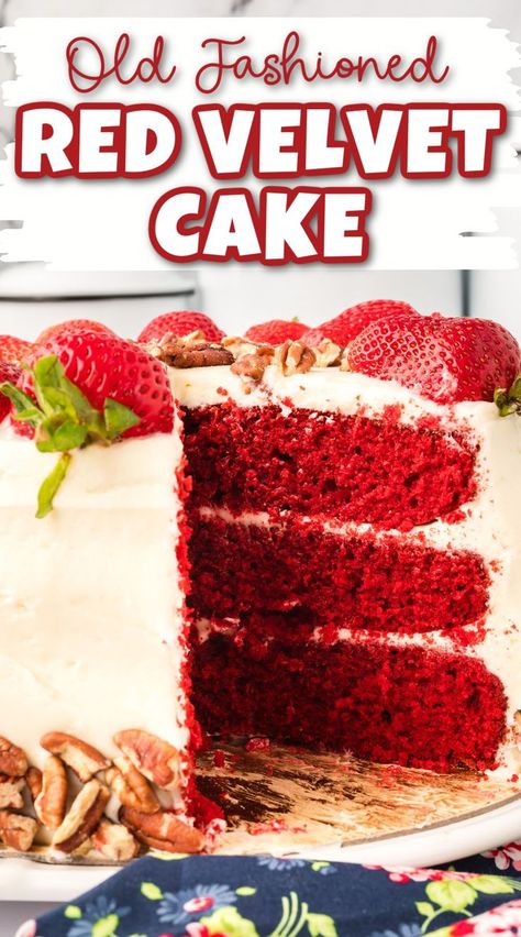 Old Fashioned Red Velvet Cake Recipe, Red Velvet Cake Icing, Red Velvet Cake Frosting, Red Velvet Cake Recipe Easy, Southern Red Velvet Cake, Valentine's Chocolate, Best Red Velvet Cake, Birthday Recipes, Southern Cake