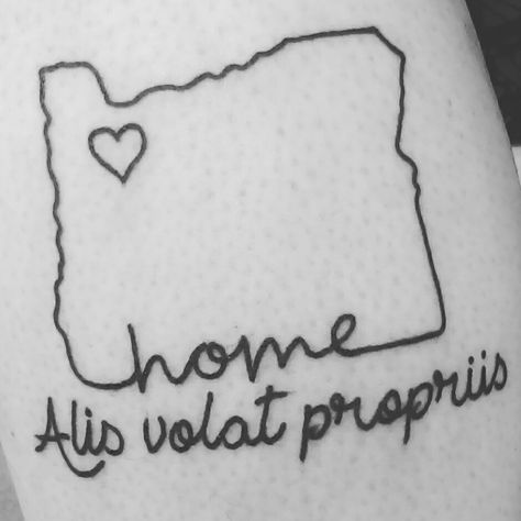 Oregon State Tattoo, Oregon Coast Tattoo Ideas, Coast Tattoo Ideas, Coast Tattoo, Oregon Tattoo, State Tattoos, Tiny Tattoo, Home Tattoo, Oregon State