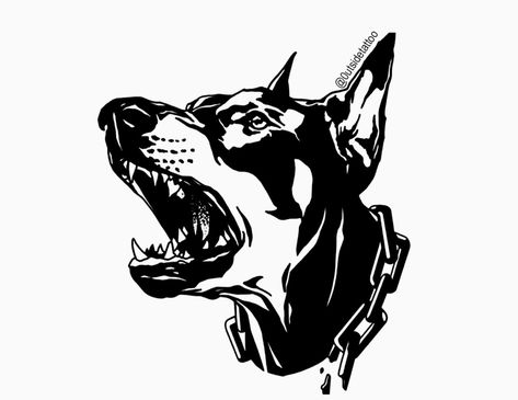 Barking Dog Tattoo, Doberman Outline, Doberman Barking, Barking Dog, Dope Cartoon Art, Dog Tattoo, Dog Tattoos, Tattoo Sketches, Doberman