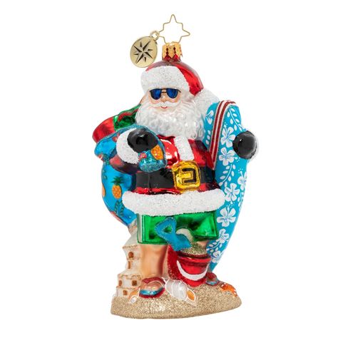 Shredding The Gnar– Christopher Radko Radko Christmas Ornaments, Surfing Santa, Christopher Radko Ornaments, Radko Ornaments, Classic Christmas Decorations, Beach Ornaments, Christopher Radko, Mrs Claus, Santa Ornaments