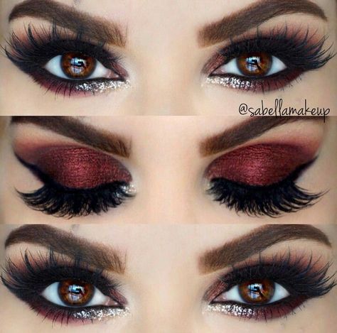 Burgundy Koleksi Makeup, Makeup Cantik, Make Up Designs, Dag Make Up, Drag Make-up, Makeup Pengantin, Flot Makeup, Smink Inspiration, Pinterest Makeup