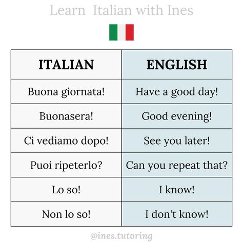 Learn Italian 🇮🇹 - Learn Italian with Ines English To Italian Words, Italian Learning, Basic Italian, Italy Trip Planning, Language Italian, Italian Grammar, Italian Vocabulary, Italian Lessons, Italian Language Learning