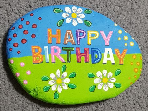 Happy Birthday Rock Painting Ideas, Candy Painted Rocks, Happy Birthday Rock Painting, Happy Birthday Painted Rocks, Birthday Rock Painting Ideas, Birthday Painted Rocks, Birthday Rocks, Happy Birthday Painting, Happy Rock