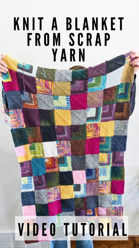 Scrap Stash Busting Knit Blanket | a lively hope Teaching Printables, Mitered Square, Homeschool Supplies, Scrap Yarn, Crafty Mama, Square Blanket, Knit Blanket, Mom Bloggers, How To Knit