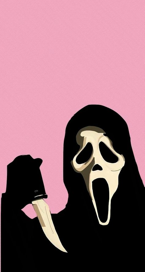 Ghostface Backgrounds Aesthetic, Scream Wallpapers Iphone Pink, Hallowen Wallpers Aesthetic Dark, Cute Spooky Wallpaper Iphone, White Halloween Wallpaper, Pink Ghostface Wallpaper, Ghostface Cartoon, Halloween Scary Wallpaper, Pink Scream Wallpapers