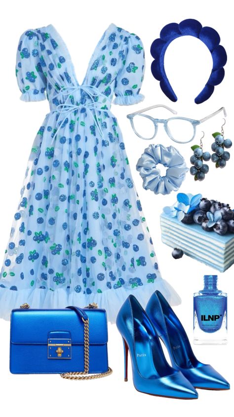 Blueberry Dress 🫐 #blueberry #dress #lirikamatoshi #outfit #fashion #girly #feminine #blue Blueberry Dress, Fashion Girly, Dress Aesthetic, Blue Berry Muffins, Goth Fashion, Outfits Aesthetic, Pastel, Blue, Clothes