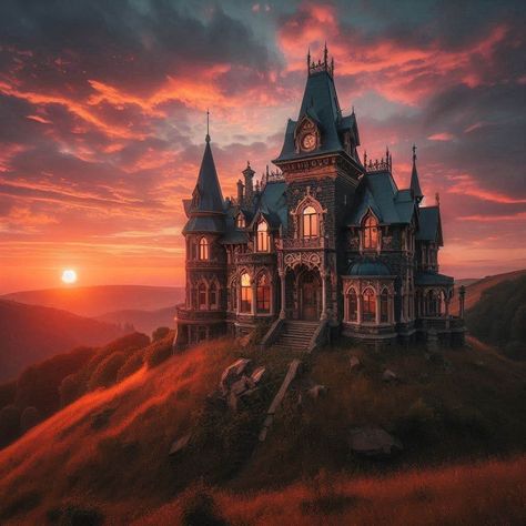 Fantasy Manor House, Fantasy Manor, Random Buildings, Dnd Places, Old Manor House, Fantasy Castles, Gothic Homes, Old Manor, Fairytale Cottage