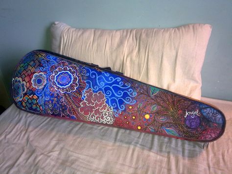 Handpainted Violin Case Painted Violin Case, Instrument Case Decorated, Violin Jewelry, Painted Violin, Cello Case, Viola Case, Ukulele Art, Violin Instrument, Violin Art