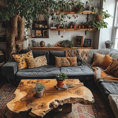 Industrial Eclectic Living Room, Industrial Home Design Living Room, Living Room Inspiration Industrial, Industrial Eclectic Decor, Copper Interior Design, Industrial Boho Living Room, Warm Industrial Living Room, Eclectic Industrial Decor, Industrial Modern Decor