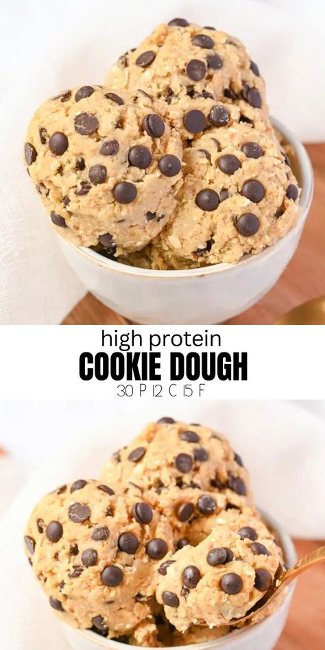 High Protein Cookie Dough Protein Balls Cookie Dough, High Protein Protein Balls, Cookie Dough Balls Healthy, Sweet High Protein Snacks, Protein Sides, High Protein Balls, Protein Cookie Dough Balls, High Protein Cookie Dough, Protein Cookie Dough Recipe