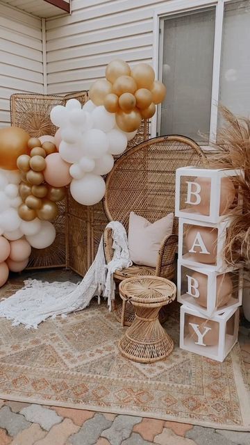 Outdoor Baby Shower Decor, Baby Shower Mood Board, Shower Mood Board, Baby Shower Chair, Bohemian Baby Shower, Baby Shower Table Decorations, Baby Shower Photography, Baby Shower Theme Decorations, Baby Shower Deco