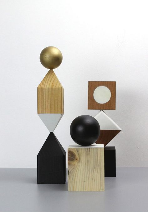 Objekts: A Collection of Modular, Geometric Wooden Sculptures - Design Milk #interiorsculpture Wooden Objects, Wooden Sculptures, Wooden Artwork, Geometric Sculpture, Wooden Statues, Wooden Sculpture, Modern Sculpture, Wooden Art, Design Milk