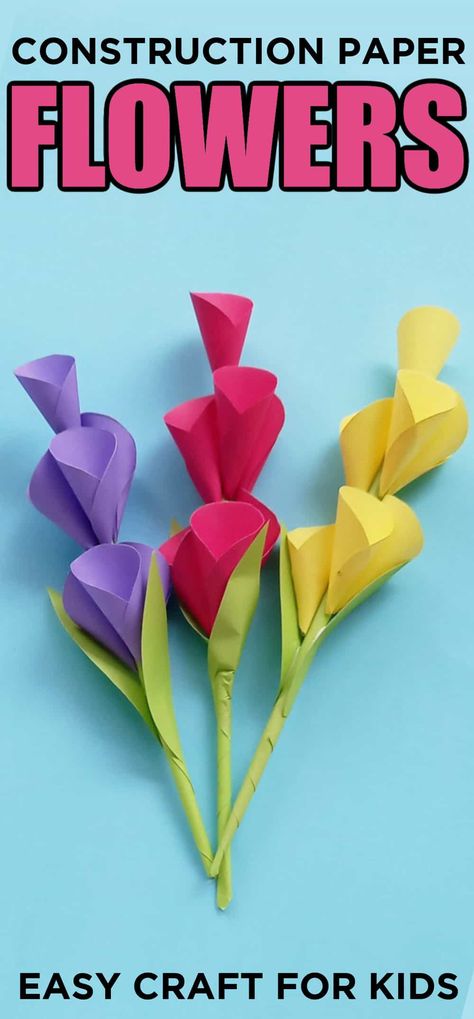 Homeschool Handicrafts, Construction Paper Flowers, Construction Paper Crafts, Easy Paper Flowers, Paper Flower Crafts, Fair Projects, How To Make Paper Flowers, Paper Flower Bouquet, Paper Flowers Craft